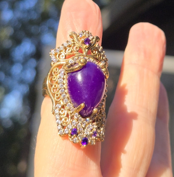 Sugilite Topaz & Amethyst Sterling & Gold Ring Sz6.75 - Picture 3 of 10